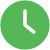 Green clock icon representing response times, monitoring schedules and time-based cybersecurity actions.