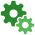 Green cog icon representing operational efficiency and process automation
