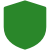 Green shield icon representing cybersecurity protection, secure systems and digital safety.