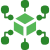 Green network segmentation icon representing separated systems, secure access control and layered cybersecurity.