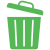 Green waste bin icon representing file deletion or process waste