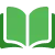 Green open book icon representing cybersecurity training, user awareness and IT security education.
