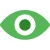 Green eye icon representing IT monitoring, visibility and system oversight.